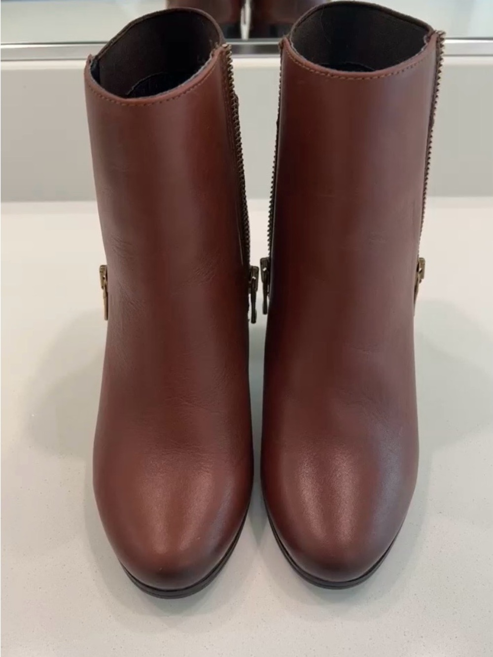 Flexi Women's Brown Leather Ankle Booties with Side Zip Detail